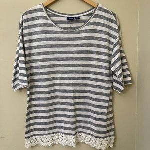 Striped Lace Trimmed Blouse